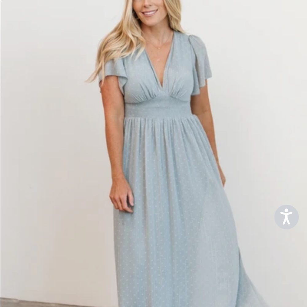 WESLIE SHIMMER DOT MAXI DRESS- BALTIC BORN